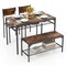 Wood Industrial Rectangular Dining Table with Bench and Metal Chairs